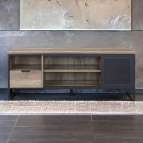 Rustic Oak and Black 1-Drawer TV Stand